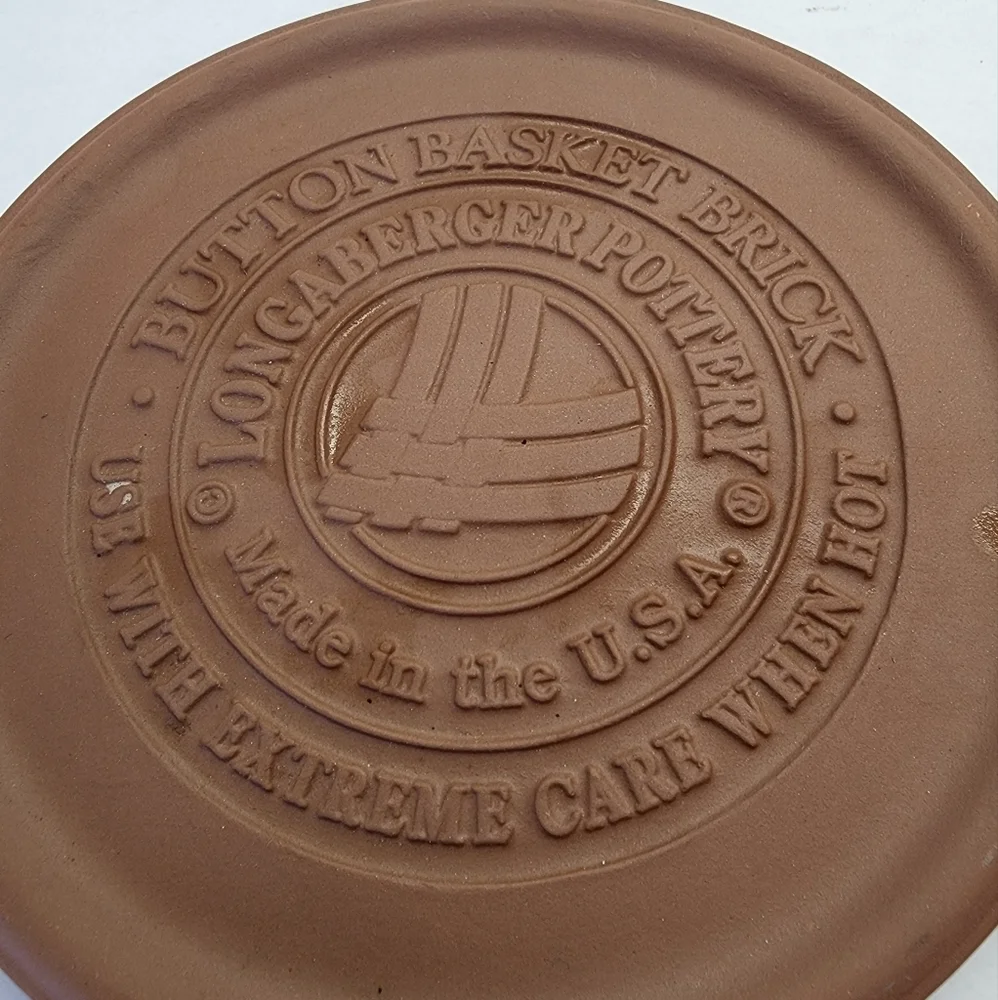 Longaberger Button Basket Brick solid clay pottery warming stone